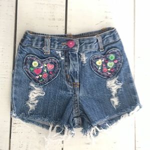 3-6mo Baby Girls Embroidered Distressed Jean Short